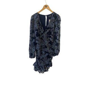NWT Fab'Rik Women's Blue Floral Long Sleeve Classic Dress - Medium